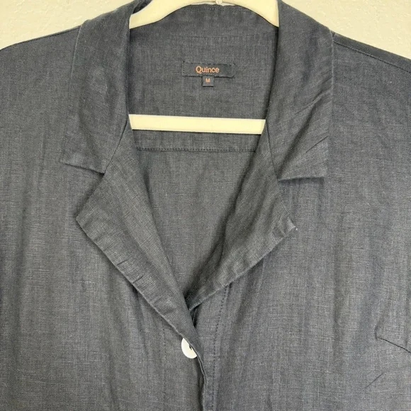 Quince Women’s Black 100% European Linen Button Front Midi Dress Size Medium - Picture 4 of 9